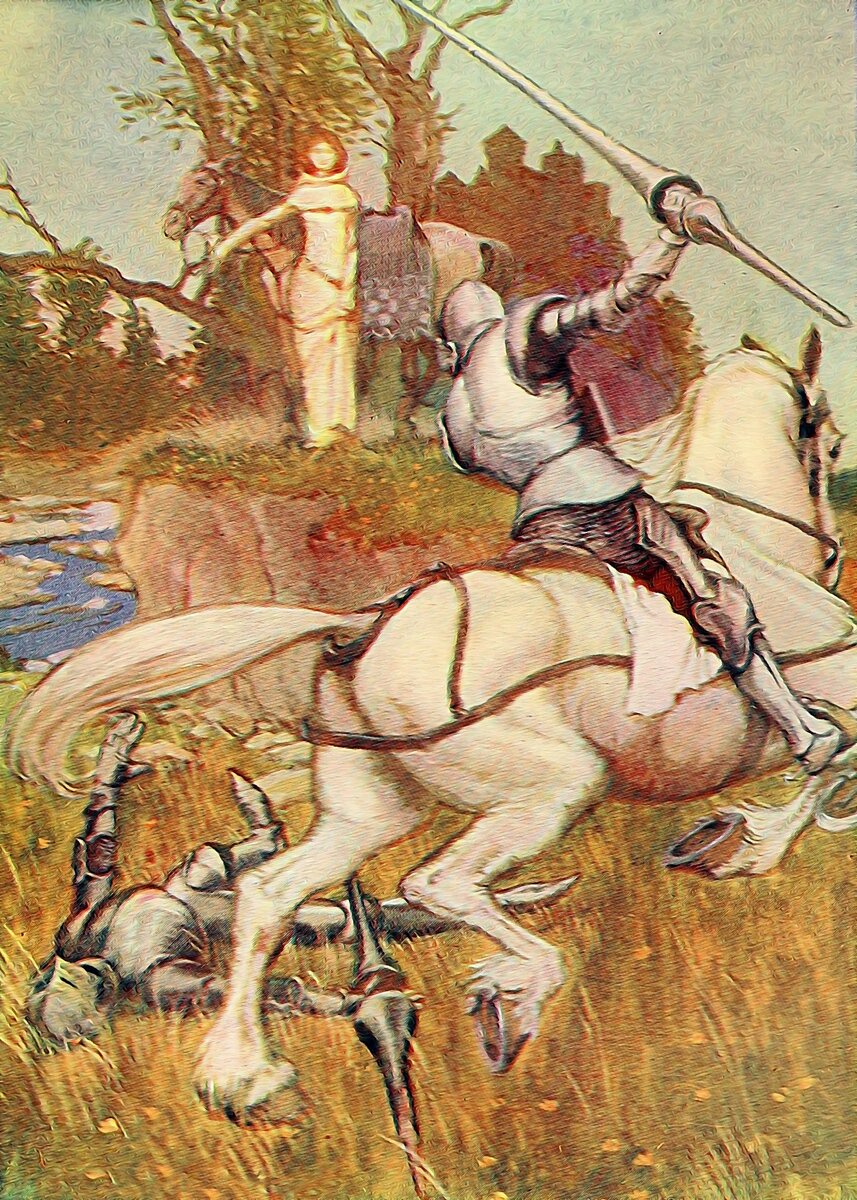 Ланселот убивает рыцаря-разбойника