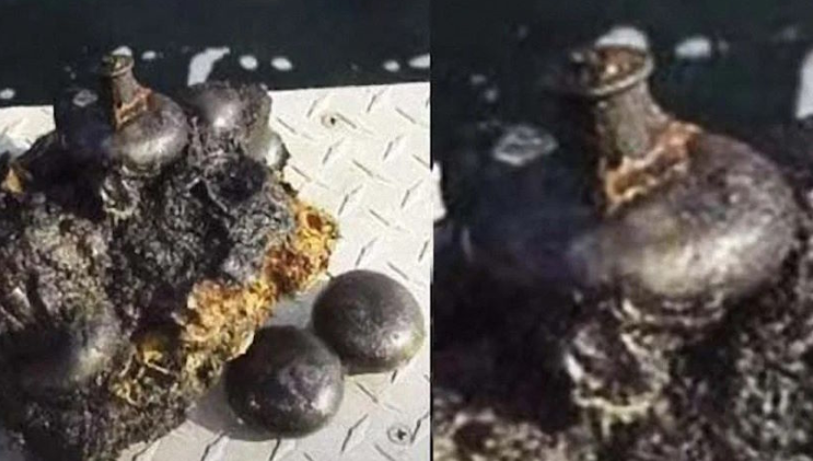 Медные бугорки (?) в древних отложениях.  