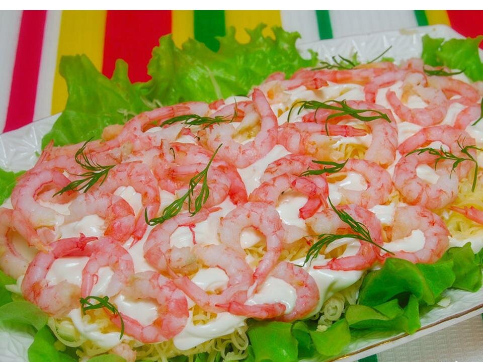 Салат с креветками и крабовыми палочками фото и рецепт с фото пошагово