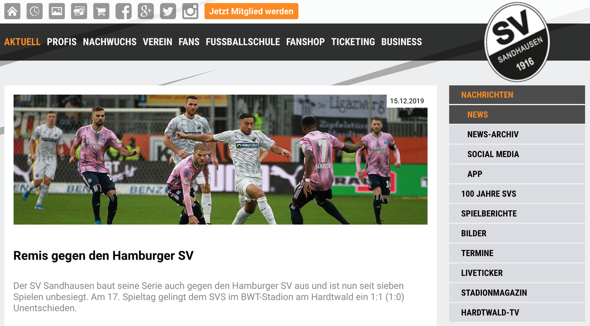 Скриншот с сайта svs1916.de