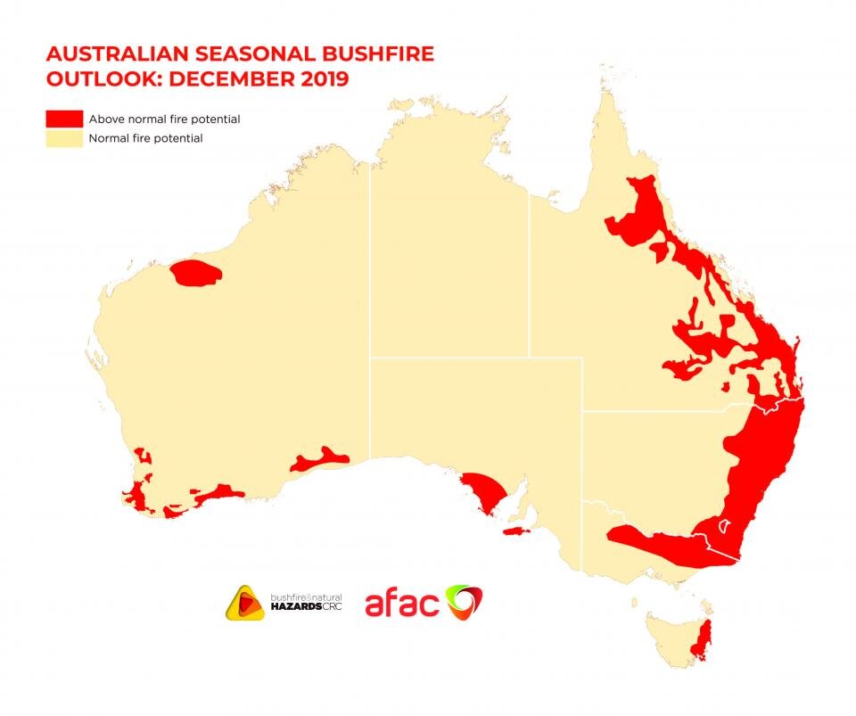 Пораженные огнем участки Австралии на карте.