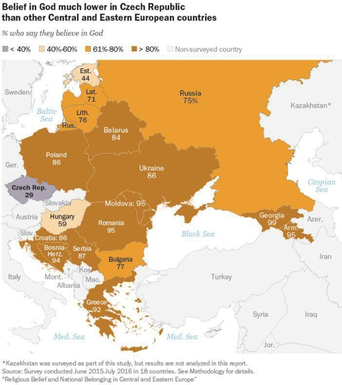 Карта верующих в европе