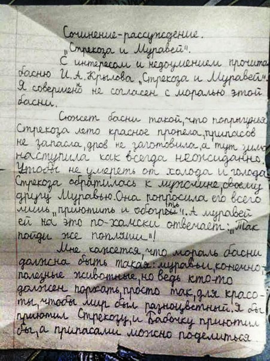 Сочинение советского школьника