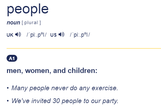 Словарь CALD относит слово people к уровню A1 https://dictionary.cambridge.org/dictionary/english/people 