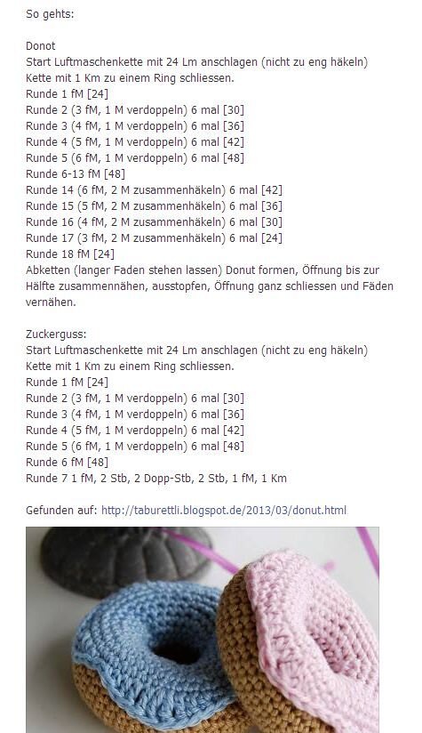 Схема вязания пончика крючком