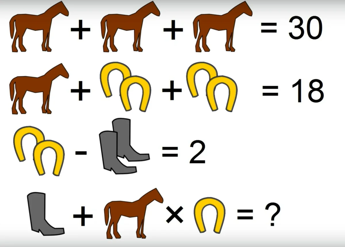 Задача которую невозможно решить. Задача с лошадьми и подковами. Математические головоломки на внимательность. Математические задачки в картинках. Логические задачки в картинках.