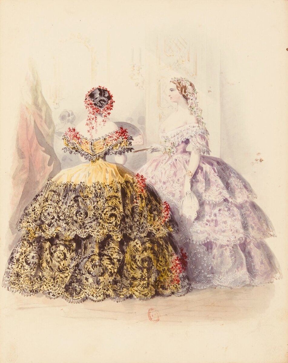 Мода в акварельных рисунках, 1858-1865 годы 