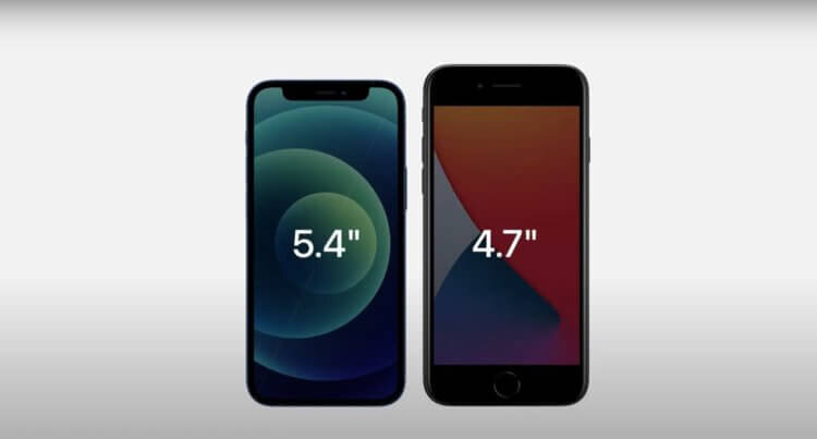При большем экране iPhone 12 mini размером меньше iPhone SE 2020