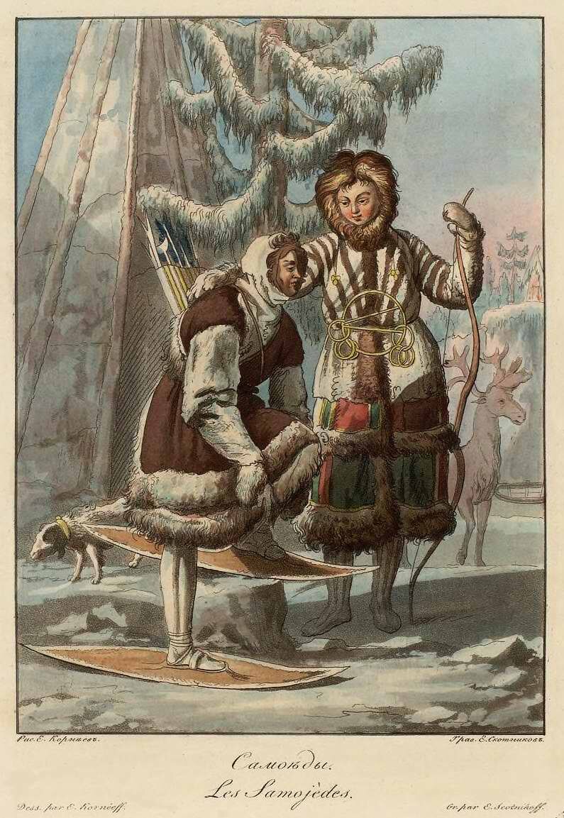 Самоеды. Из книги "Illustrations de Les peuples de la Russie" (Paris,1813)