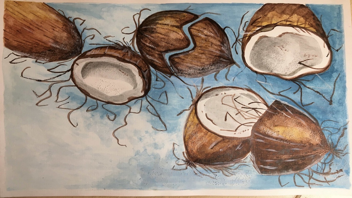 Мои первые работы с сентября 2020 года - от гуаши в технике ППР до акварели (листайте галерею)