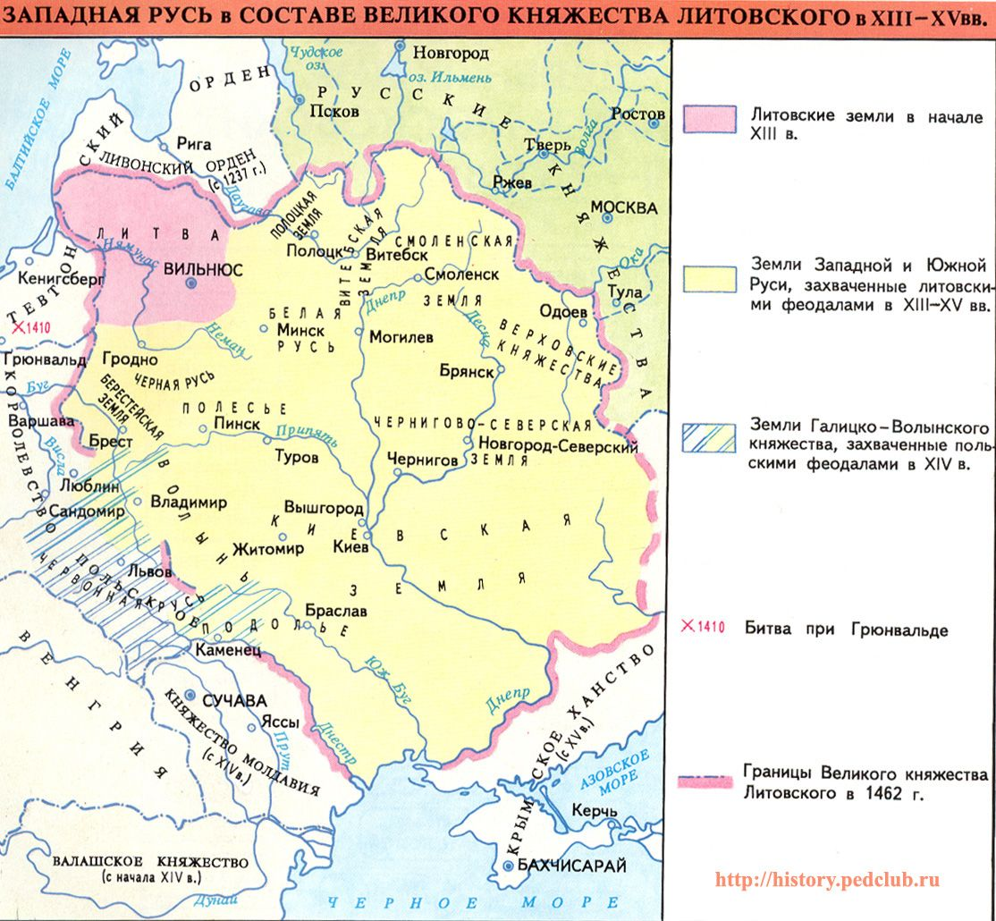 Русские земли в 14 веке карта