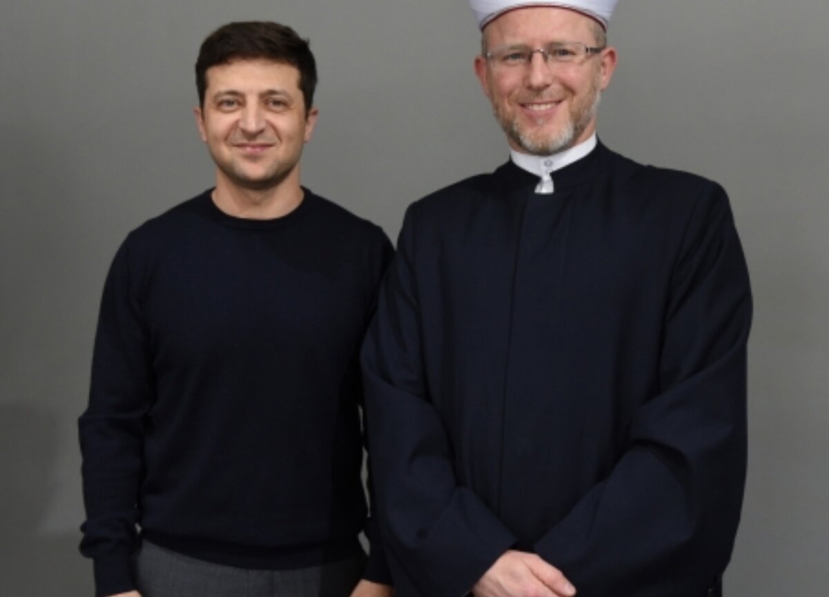 Муфтий Украины Саид Исмагилов с президентом Украины - Владимиром Александровичем Зеленским.