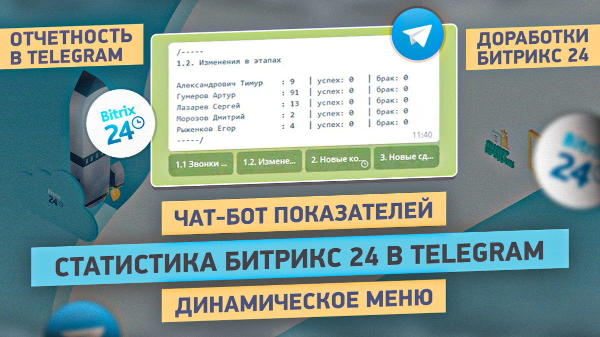 Как получить любой отчет в вашей компании за два клика. Чат-бот статистики  из Битрикс24 в Telegram | Настройка Битрикс 24 | KISELEV GROUP | Дзен