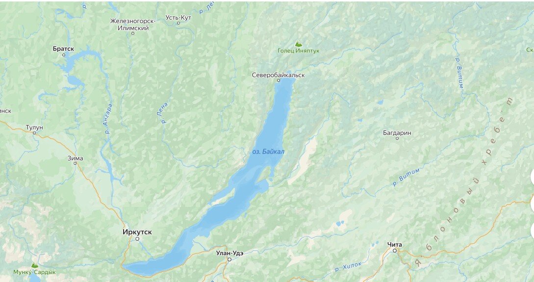 Байкал на карте