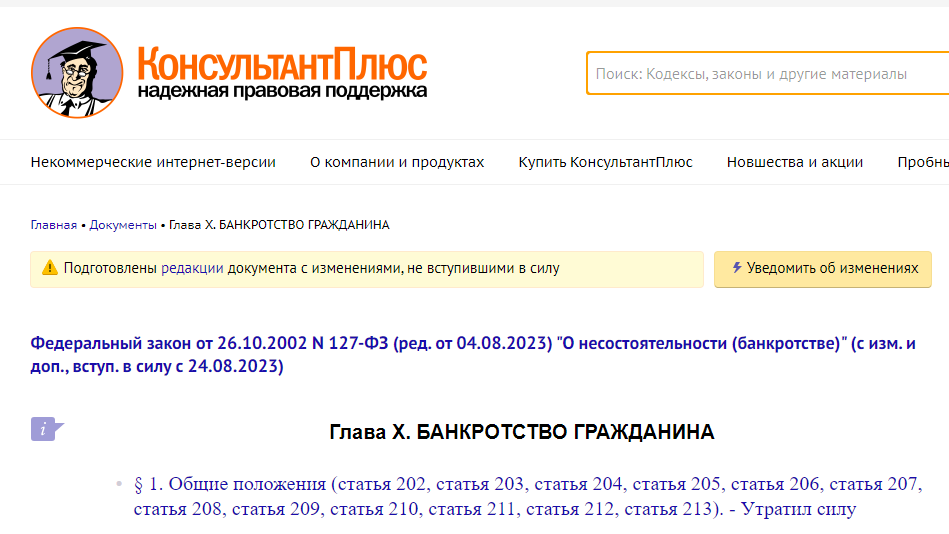 В России действует закон о банкротстве физических лиц