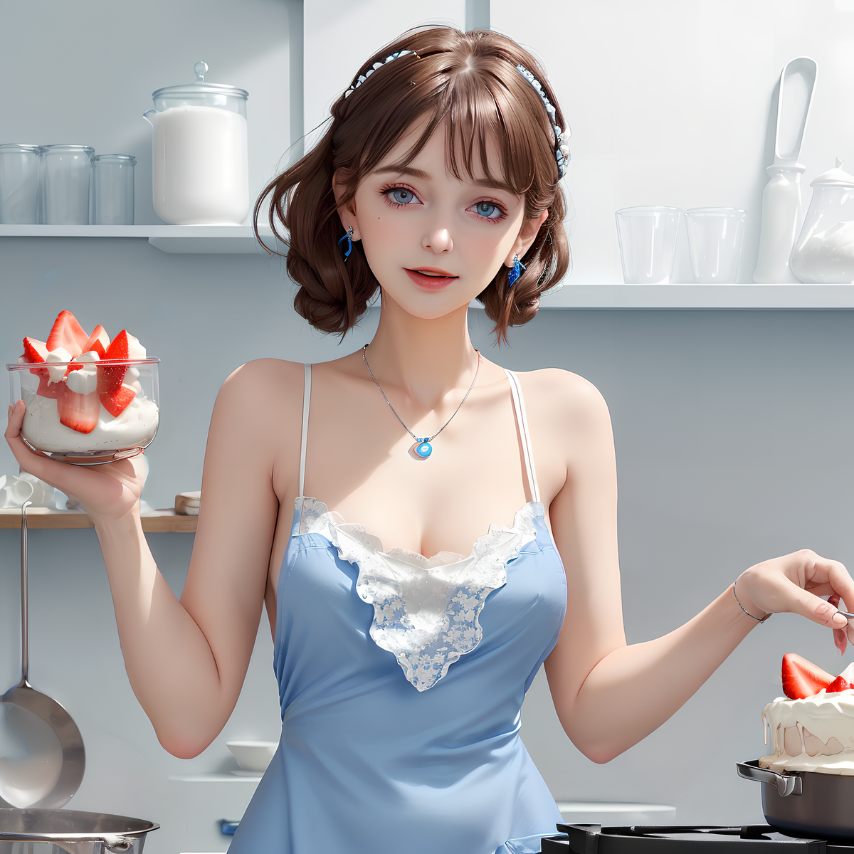 Приготовление пирога с клубникой