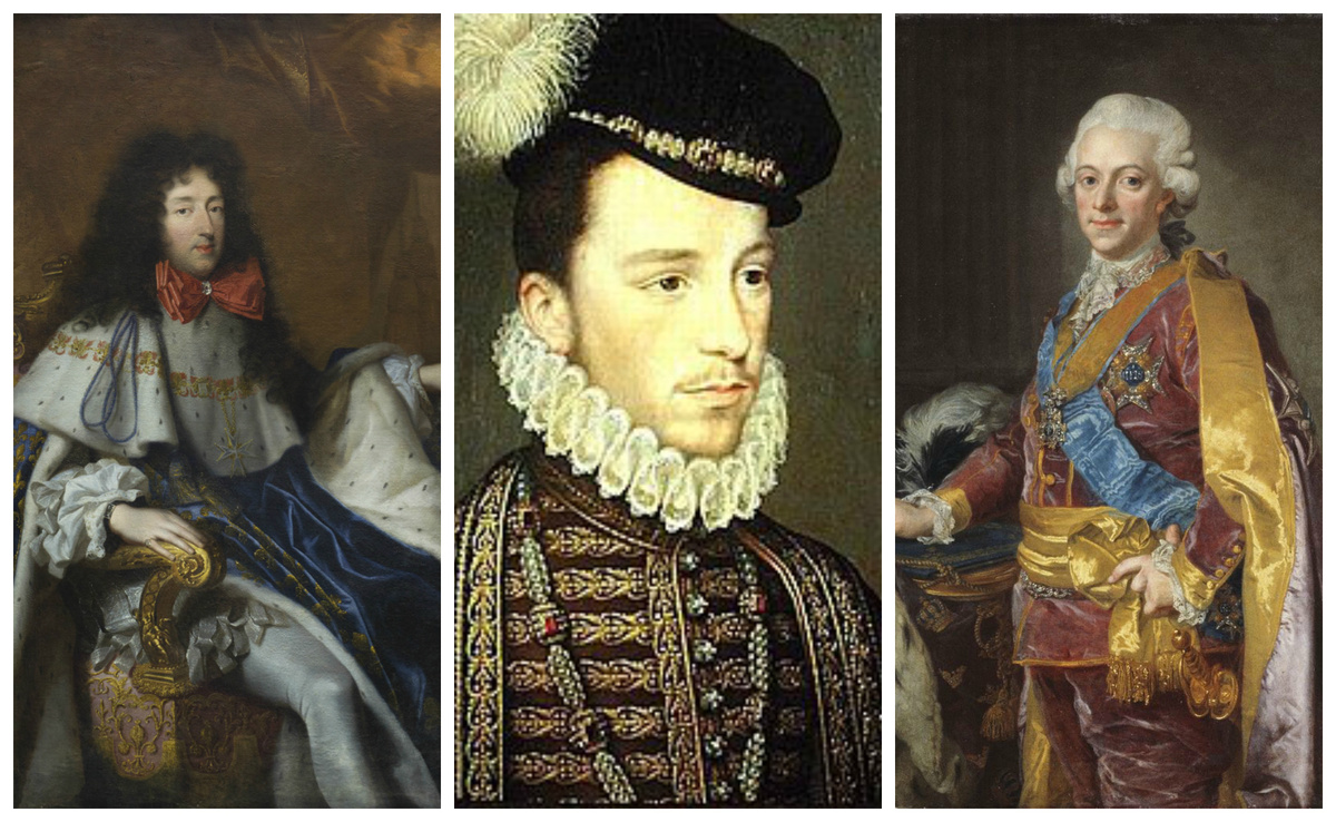 Слева направо: Филипп Орлеанский, Генрих III, Густав III
