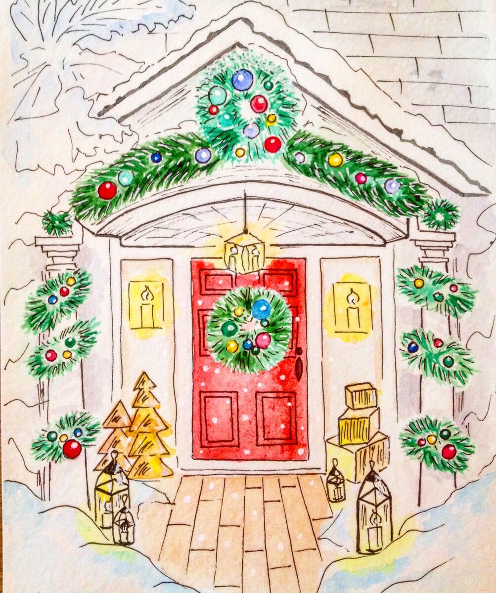 скетч акварелью 31.12.2019