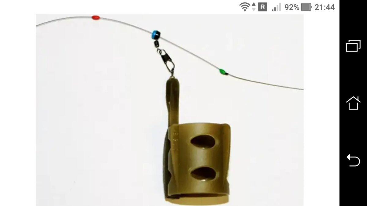 фото Схема фидерной оснастки с скользящим креплением с карабином