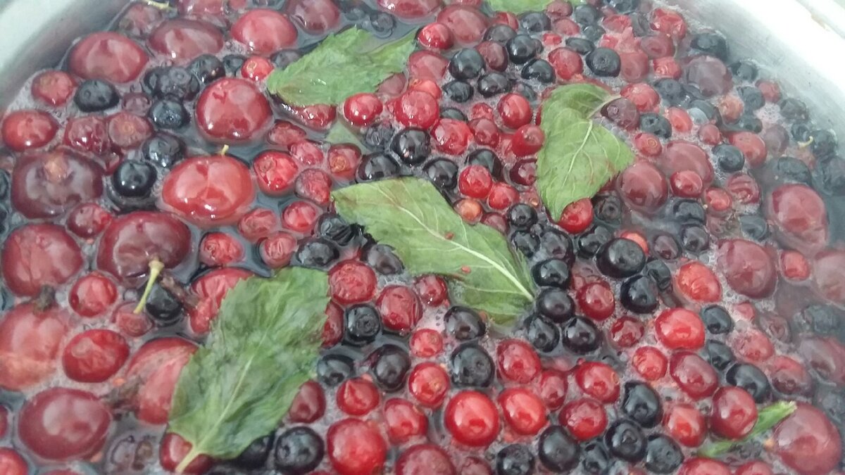 Компот из замороженных ягод с добавлением пряной мяты