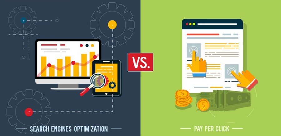Поисковая оптимизация против контекстной рекламы (PPC – от англ. Pay per Click «оплата за клик»).