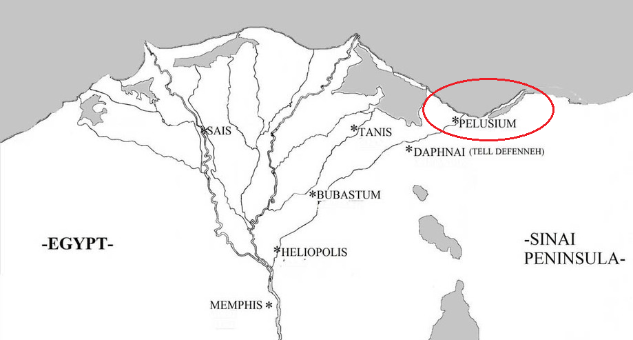 расположение Пелузия на карте Египта
