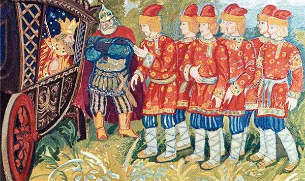 Побежали слуги царские, привели к царю семь Симеонов — семь работничков. 