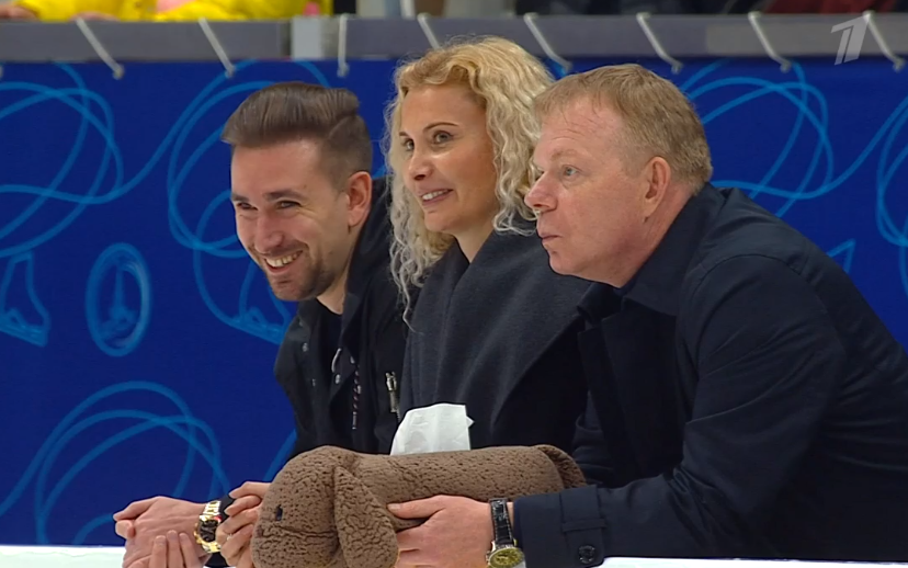 Даниил Глейхенгауз, Этери Тутберидзе и Сергей Дудаков. Источник фото: официальный сайт Первого канала.