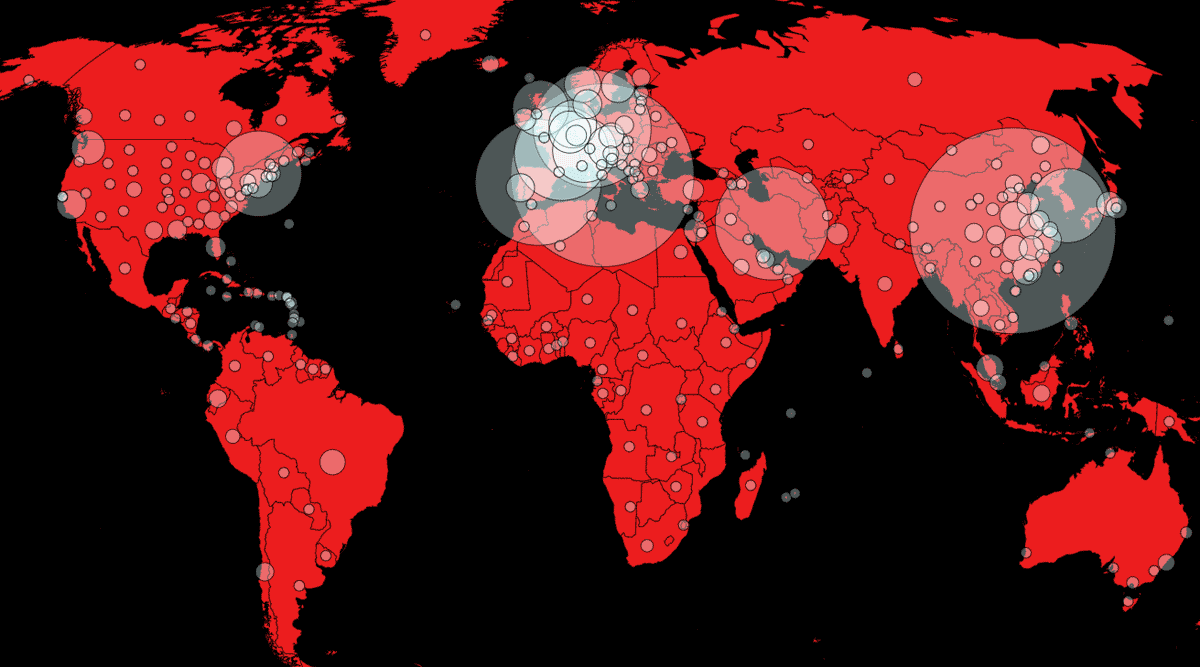 Карта пандемии по состоянию на 21 марта 2020 года. 