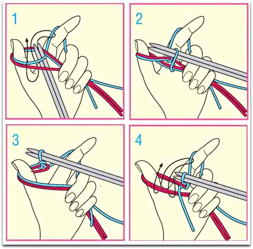 Разные способы набора петель для вязания спицами.