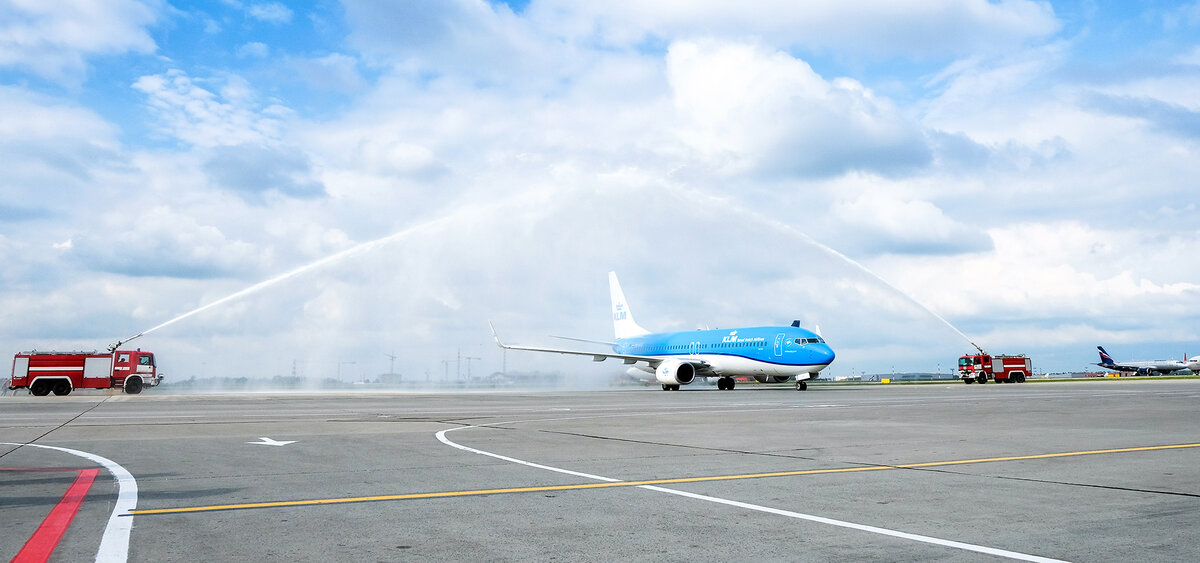 Юбилейный рейс KLM в Шереметьево - июль 2018