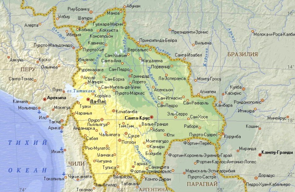 Карта Боливии, взято с Яндекс.Картинки