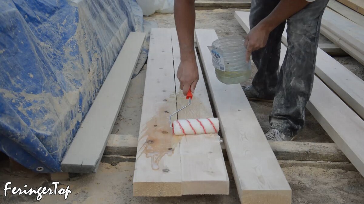 Подготовил нижнюю обвязку каркаса бани