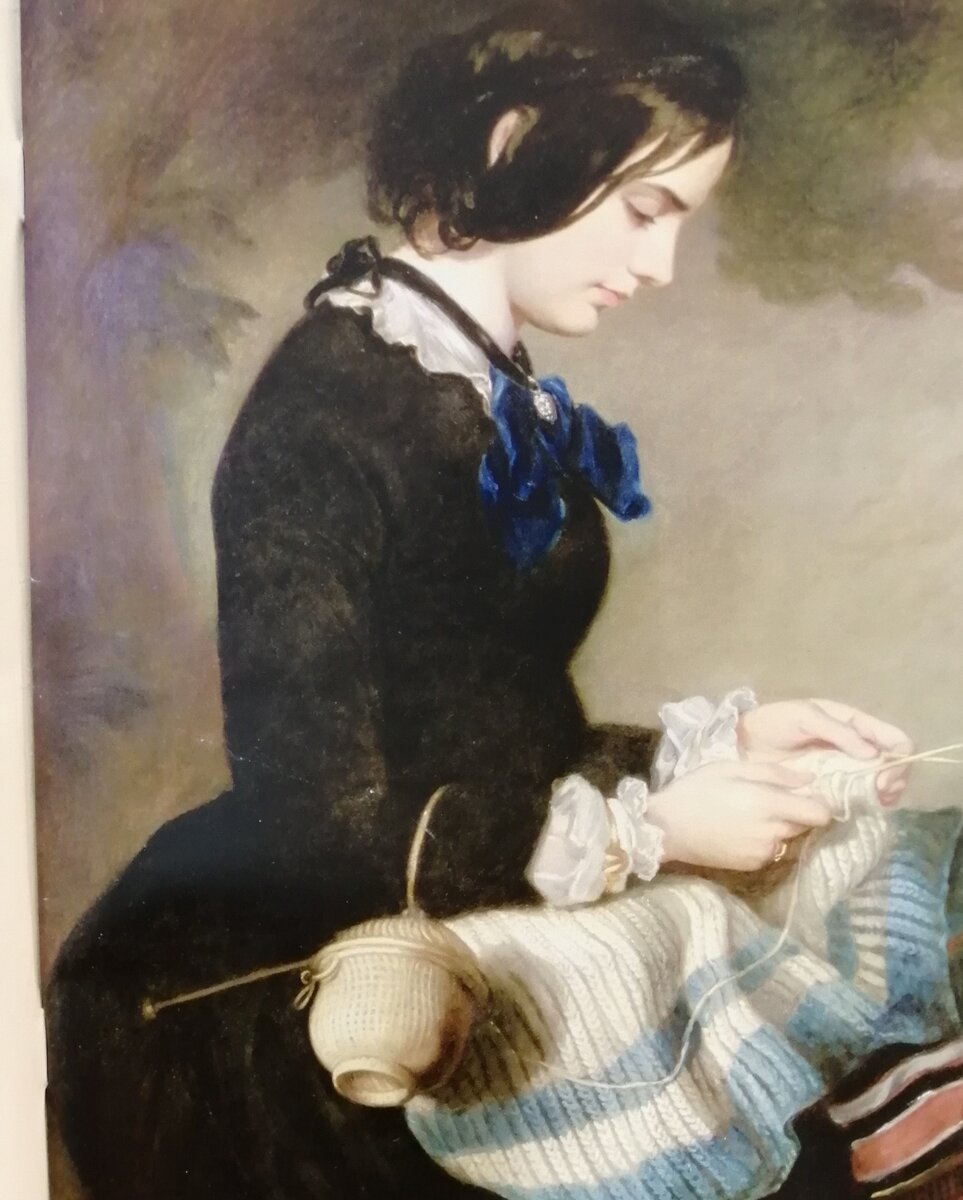 Френсис Грант. Портрет Марии Изабеллы Грант за вязанием, XIX век.