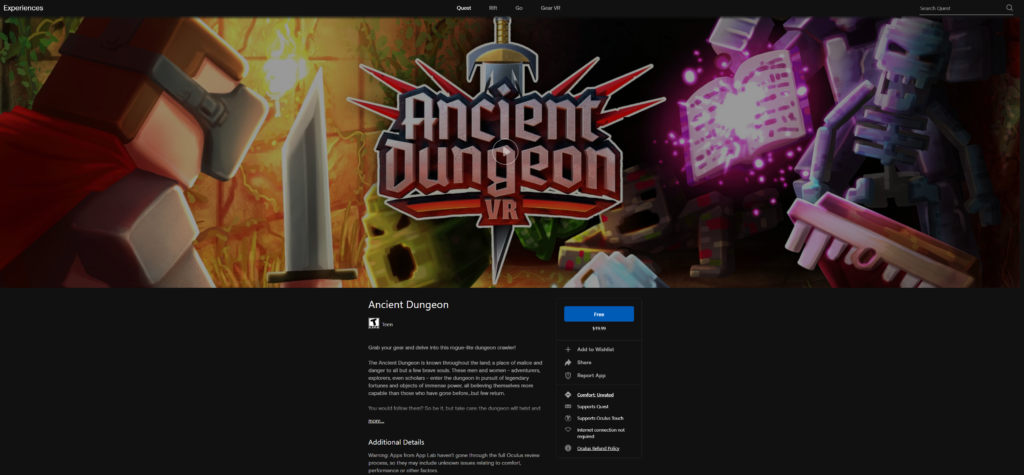 В отличие от SideQuest, «App Lab» не требует боковой загрузки — технология, используемая для переноса несанкционированного контента на гарнитуры Quest/Quest 2 путем включения режима разработчика