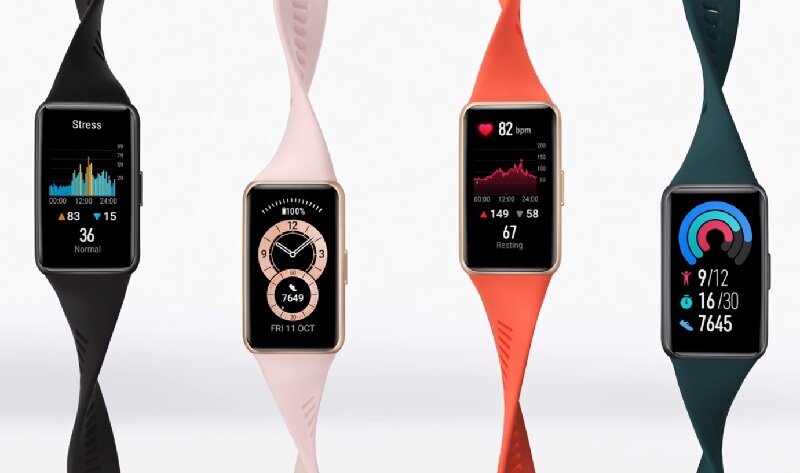 Фитнес-браслет Huawei Band 6 с четырьмя яркими ремешками