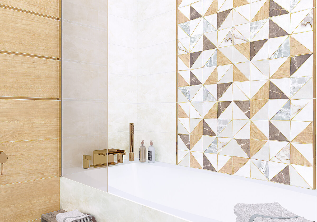 Глянцевая коллекция Triangle представлена в современном стиле и формате 249×500 мм.