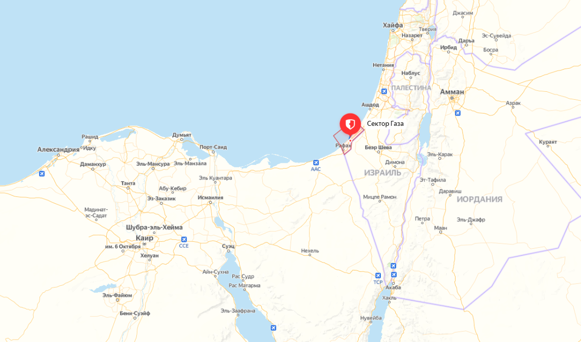 Сектор Газа на карте