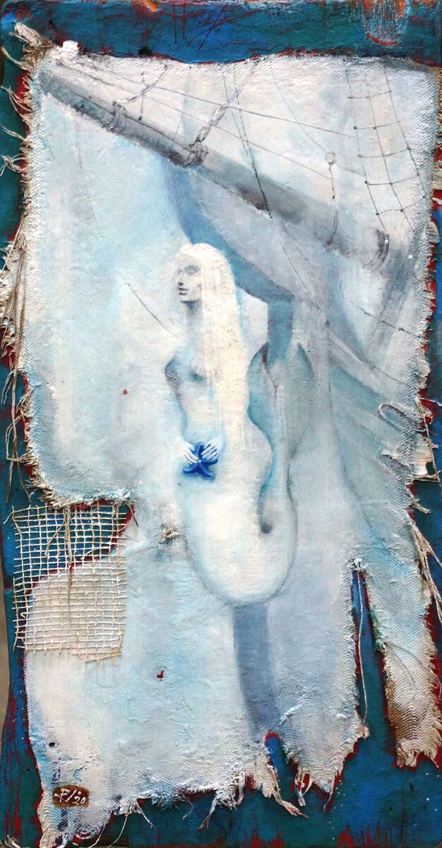 Ремезов Виктор Синяя звезда 42х26 дерево холст акрил 2020 г