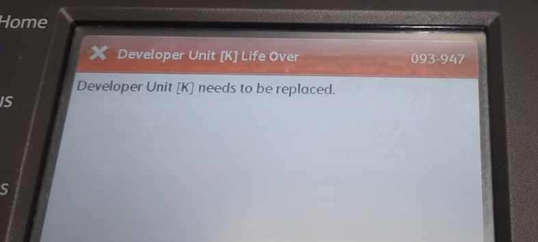 Сообщение о необходимости замены блока Unit (K)