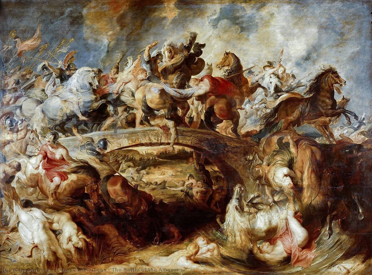 Битва греков с амазонками . Художник П.-П. Рубенс 1618 г.