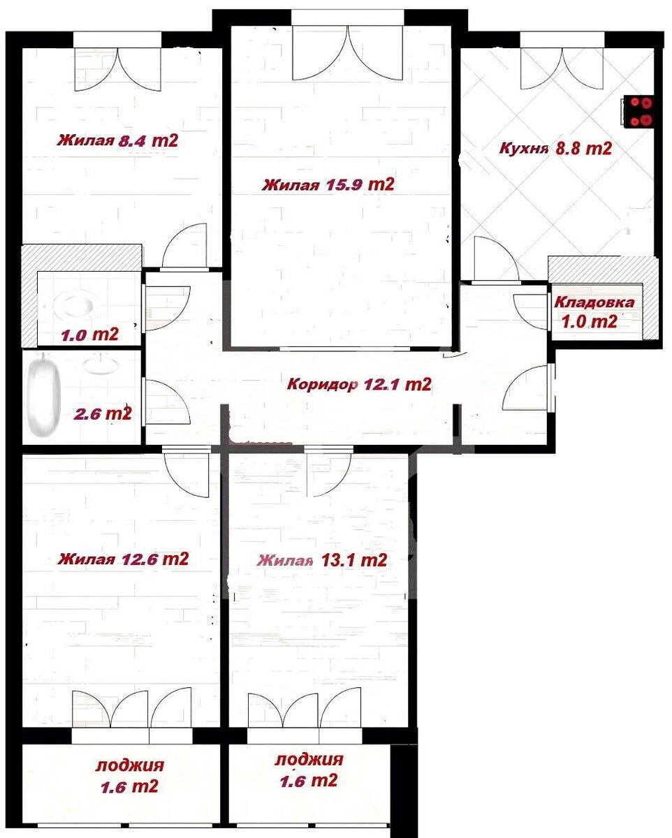 Планировка М111-90 чешского типа