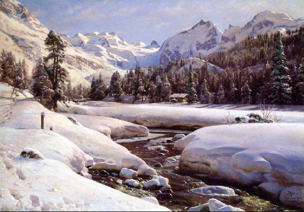 2. П.М. Менстед. «Альпийский пейзаж около Engadline», 1912. Частное собрание. Изображение отсюда: stydiai.ru
