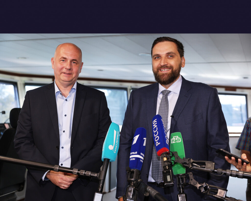 Главный строитель кораблей Адмиралтейских верфей Руслан Шереметьев и директор ААНИИ Александр Макаров