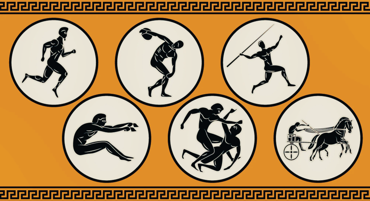 Какой был первый спорт. Пентатлон в древней Греции. Олимпийские игры в древней Греции. Олимпийские игры в древней Греции виды спорта. Изображение Олимпийских игр в древней Греции.