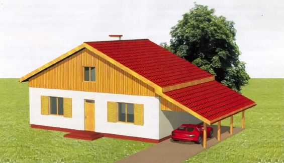 Навес со стороны бокового фасада. Выглядит лучше.