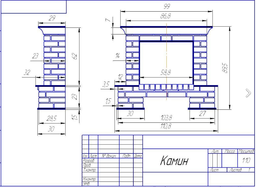 Чертежи дровяных каминов в форматах dwg и sat