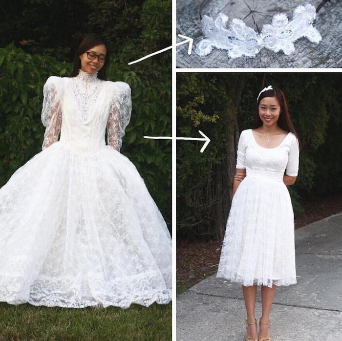 Свадебное платье из наряда для Золушки превращается в стильную модель.
