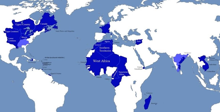 Карта колониальной франции