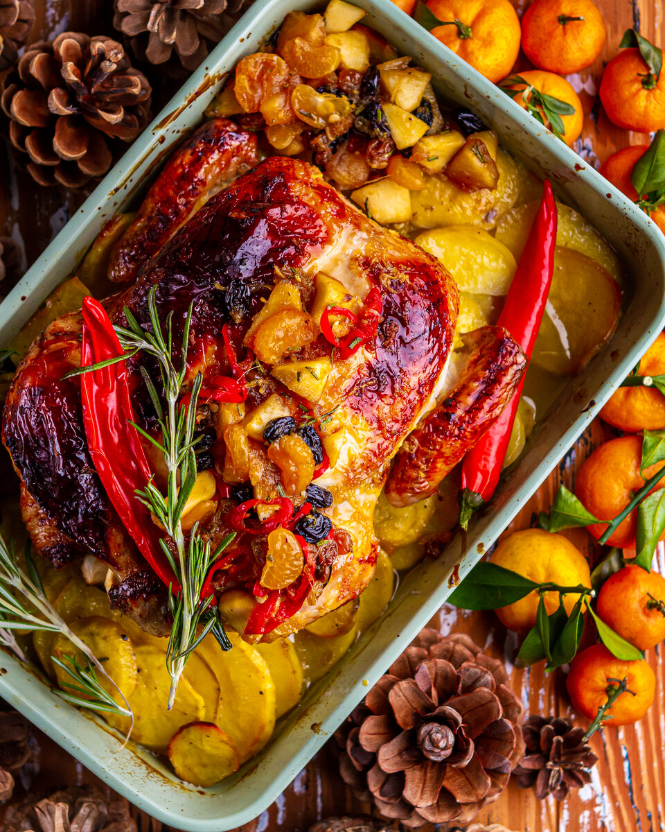 Курица 🍗 с мандариновой начинкой и апельсиновой глазурью🍊 